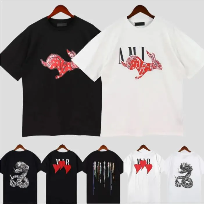 AM Limited edition designer t shirt of 2023 rabbit year new couples tees street wear summer fashion shirt splash-ink letter print design couple short sleeves