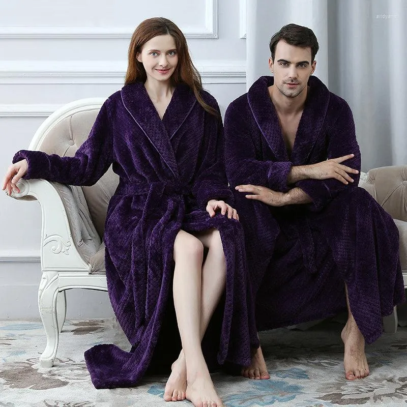 Men's Sleepwear Men Men extra Longo Térmico Waffle Coral Lão Bath Robe Winter Flanela grossa Bath Bath Bath Robe Vestido de Vestido Masculino Quimono