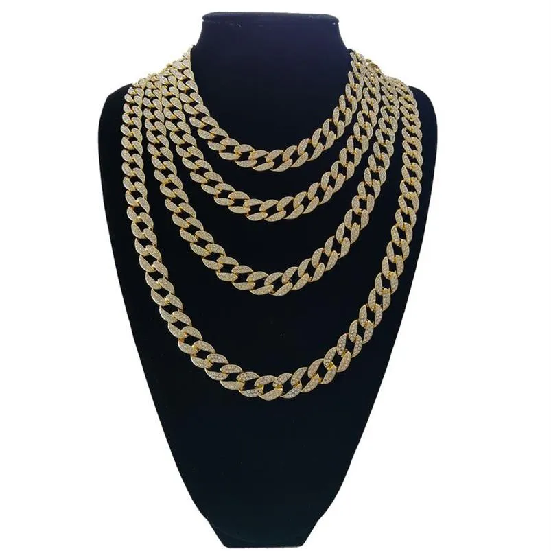 HipHop glacé Miami chaînes à maillons cubains collier pour hommes Long épais lourd grand Bling Hip Hop femmes or argent bijoux cadeau 1860