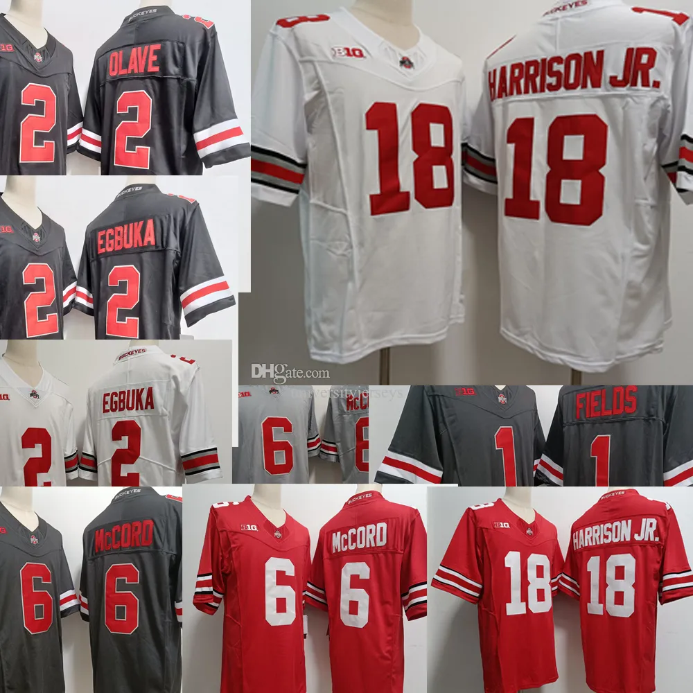 2023 Ohio State Buckeyes OSU College Football Jersey 18 Marvin Harrison Jr. Kyle McCord Emeka Egbuka Treveyon Henderson