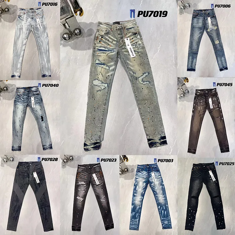 Purple Jeans 2023 Designer Mens Jeans Fashion Distressed Riple Bikers Dames Denim Cargo for Men Black Pants Hoogwaardige