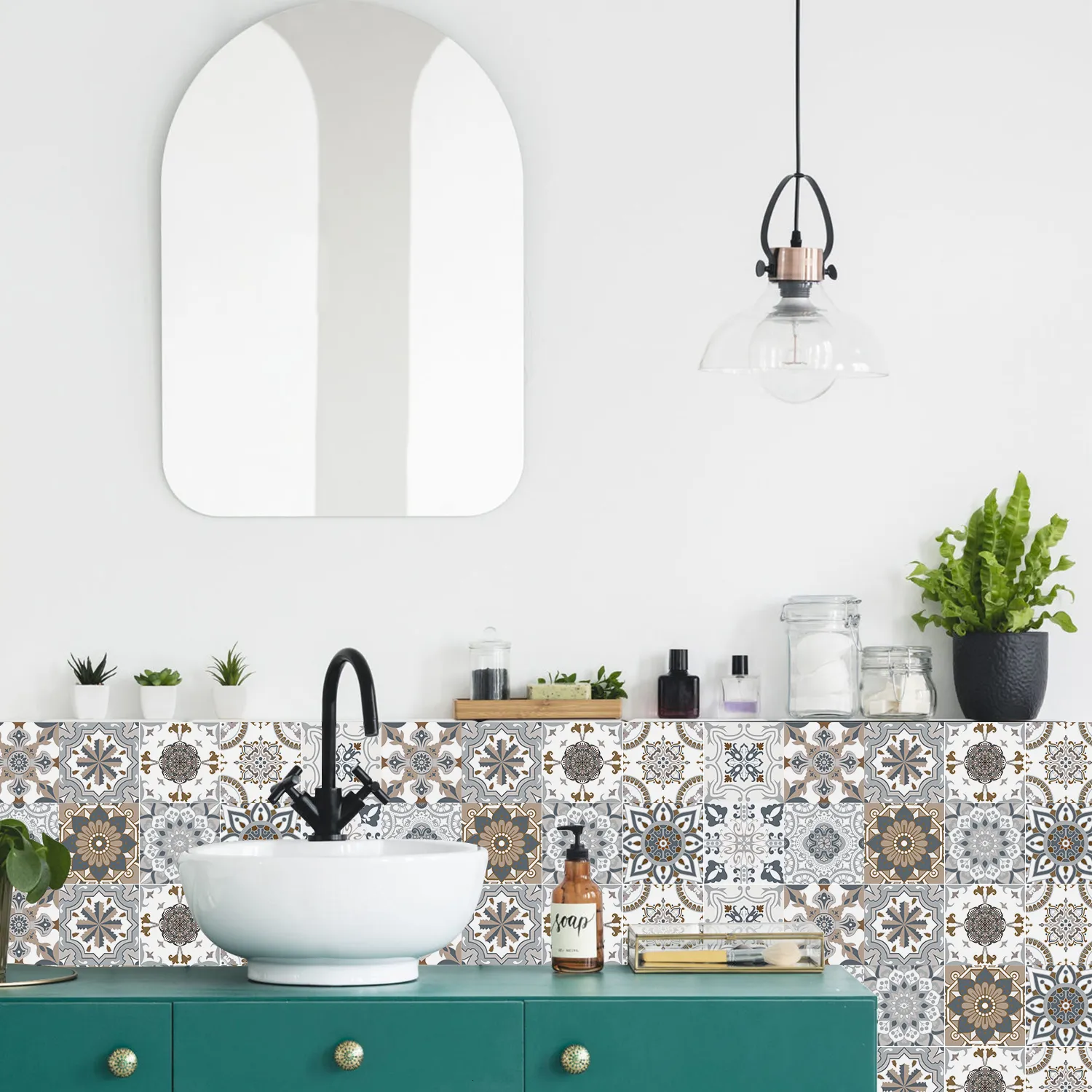 Blue Moroccan Tile Decals - Self-adhesive Wall & Floor Tile Stickers - PACK OF 12 - View #4
