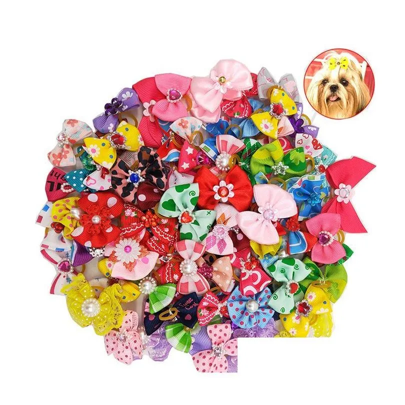 Vêtements pour chiens Colorf Petits vêtements pour chiens Arcs Chiot Cheveux Décorer Bandes de caoutchouc Pet Headflower Fournisseur Drop Livraison Maison Jardin Pet Suppl Dhani