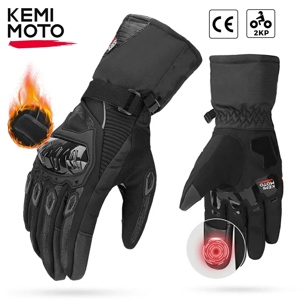 Luvas de cinco dedos KEMiMOTO CE Luvas de motocicleta Inverno Preto Guantes Moto Invierno Tela de toque quente à prova d'água Luvas à prova de vento protetoras 231117