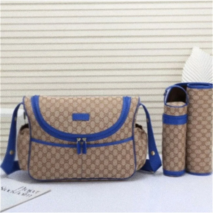 Borsa per pannolini di design di alta qualità Borsa per mamma impermeabile 3 set di borsa per pannolini Baby baby Zipper stampa a quadri marrone g04