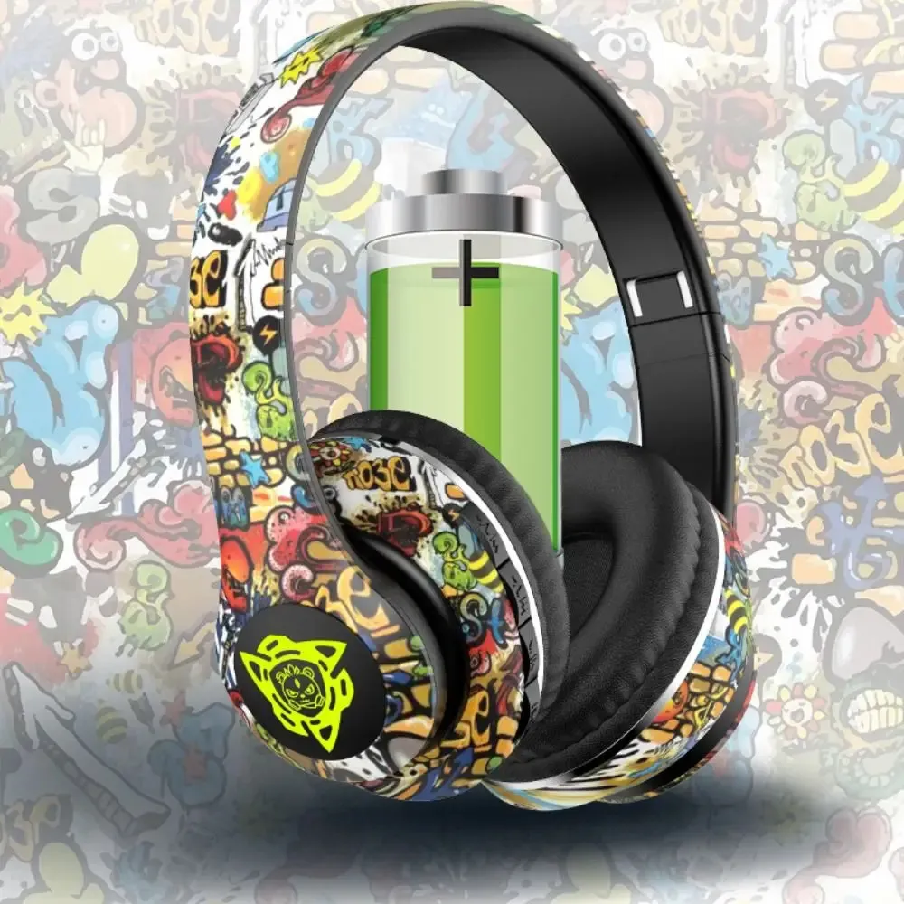 Telefon komórkowy słuchawki Graffiti Bluetooth Hi Fi dźwięk basowy bezprzewodowy nad słuchawkami do ucha wbudowane w mikrofon słuchawki Redukcja szumu Sardys 231117