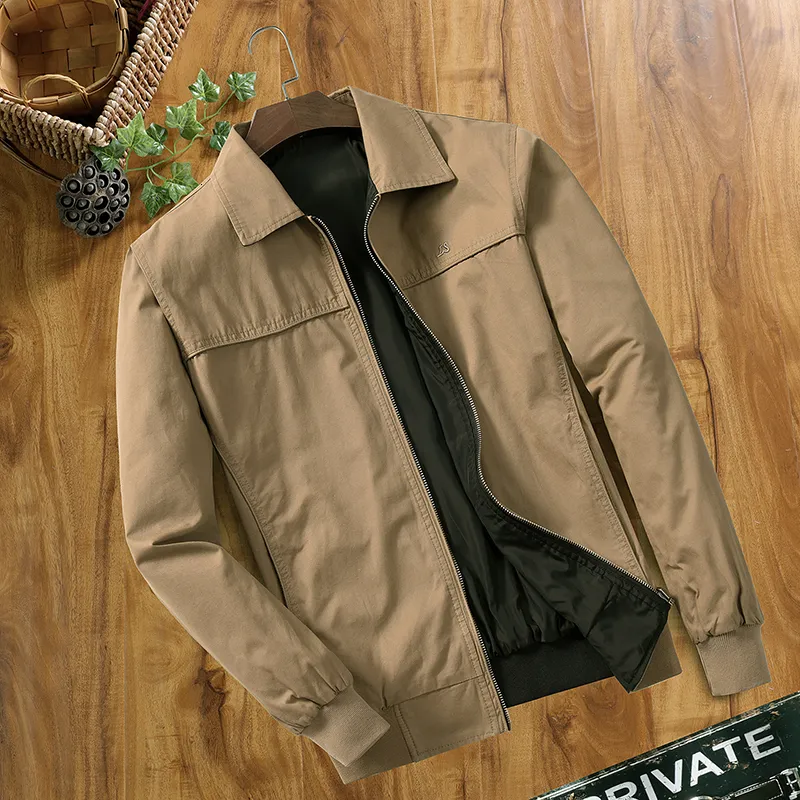 Spring Mens Jackets Cotton Casual Lapel Solid Color Regular Spring Mens Jackets Cotton Casual Lapel Solid Color Regular