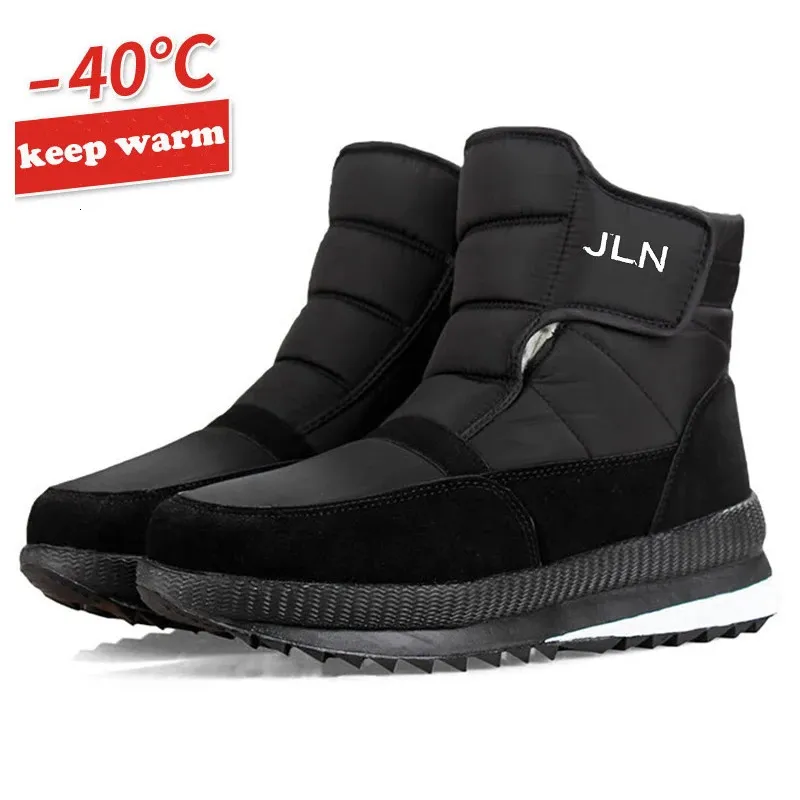 Bottes hommes chaussures d'hiver pour fourrure chaude neige plate-forme imperméable mâle épais peluche coton noir 231117