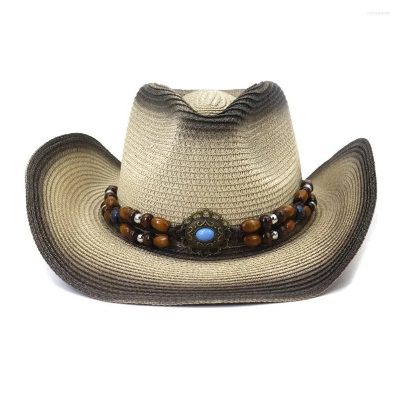 Szerokie brzegi czapki słoneczne dla kobiet Summer Western Cowboy Prostota słomy plażowa filtrowa filtrowa dekoracja hz35