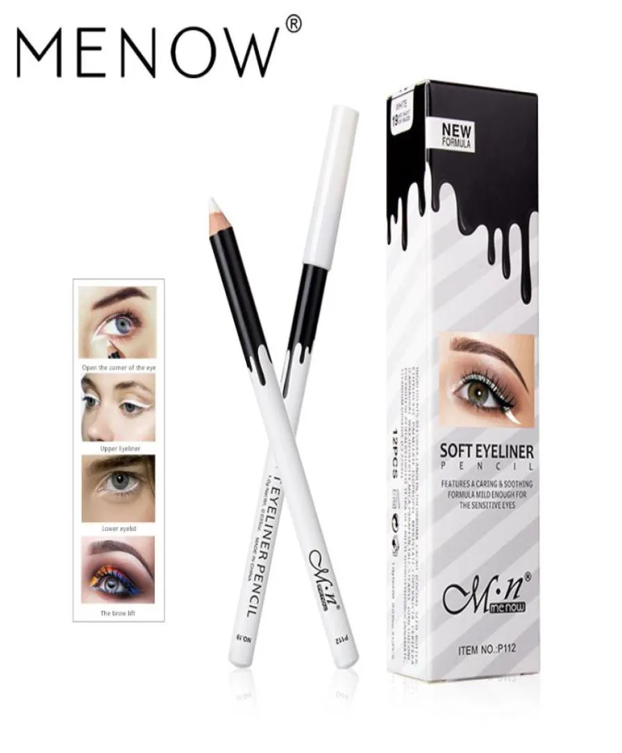 MENOW Brand Makeup Silky Wood Cosmetic White Eyeliner Pencil Silkworm Highlight Pen 12 pcsset Waterproof Eye Liner P1128750523