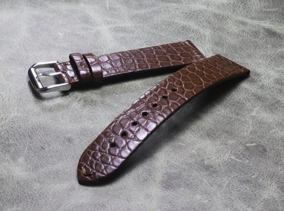 Watch Bands High Quality Accessories Genuine Crocodile Leather Strap Wrist Band 16 18 19 20 21 22mm Black Brown Soft Watchbands