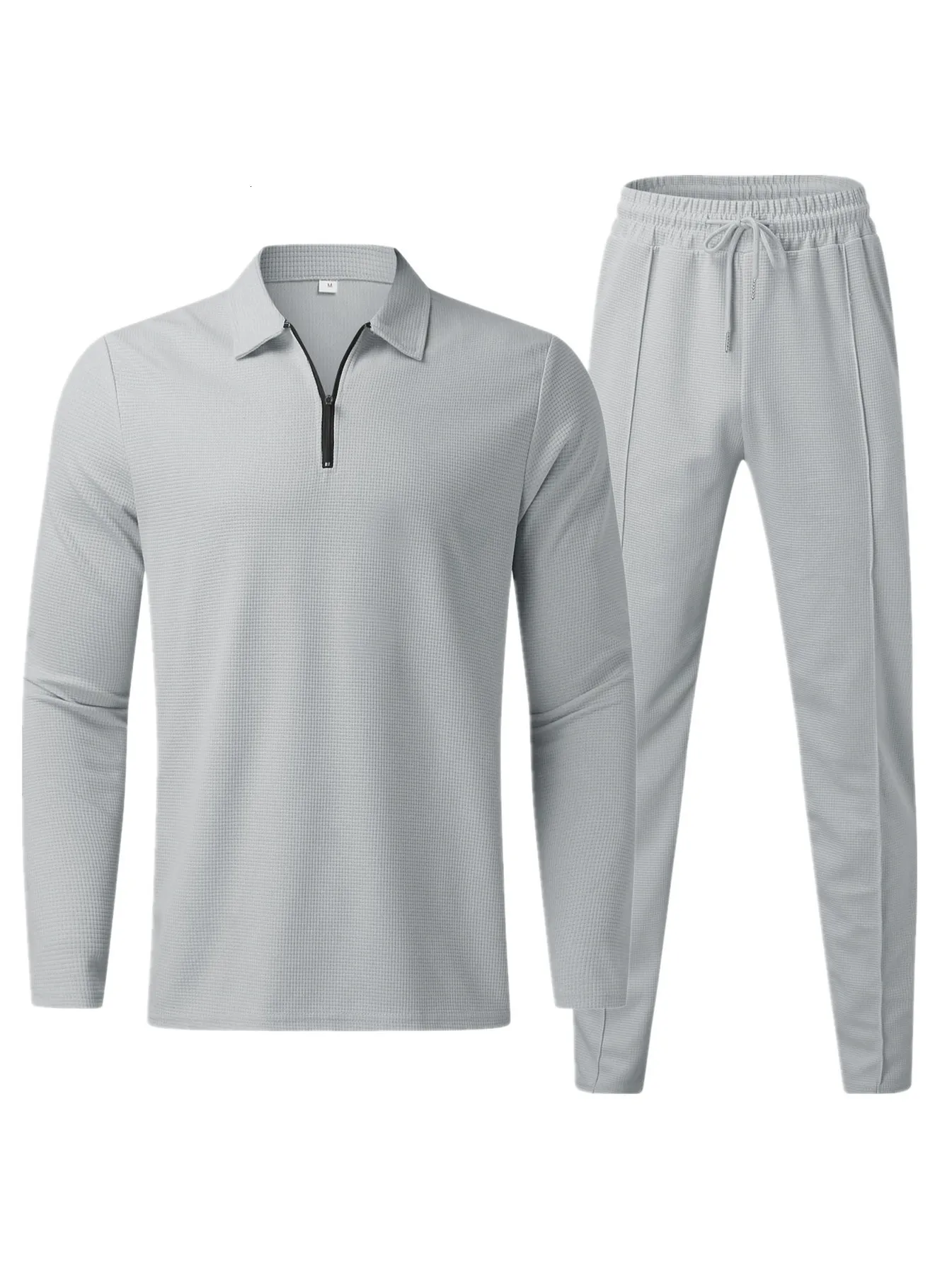 Mannen Trainingspakken Herfst Winter Lange Mouw Polo Set Mode Pure Kleur Mannen Broek Man Trend Straat Pak 230417