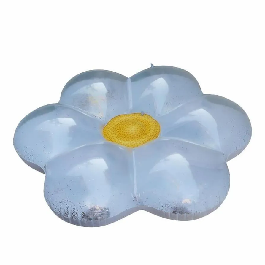 Inflatable Floats & Tubes 160cm White Flower Shape Swimming Float Sequins Swim Pool Water Toy258c