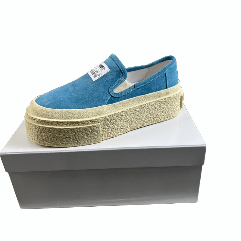 Skor Designer Maisons Margiela Sneaker Replicaing MM6 Cut Out Sneakers Dam Trainers Herr Maison Blue Canvas Casual Scarpe Zapatos Löparsko storlek 35-44