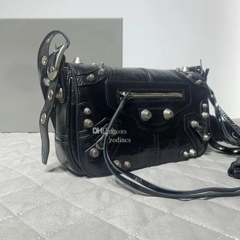 Le Cagole Mens XS Flap Black Leather Crossbody Bag Black Le Cagole Mens XS Flap Black Leather Crossbody Bag Black