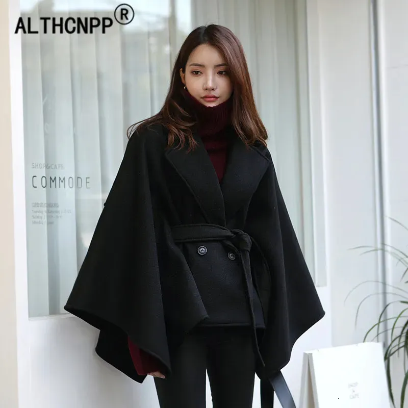 Women's Cape Women Winter Poncho Femme Black Cape Coat S-6XL Plus Size Cloak Ponchos och Capes Poncho Feminino Inverno Cape Femme Ponczo 231117