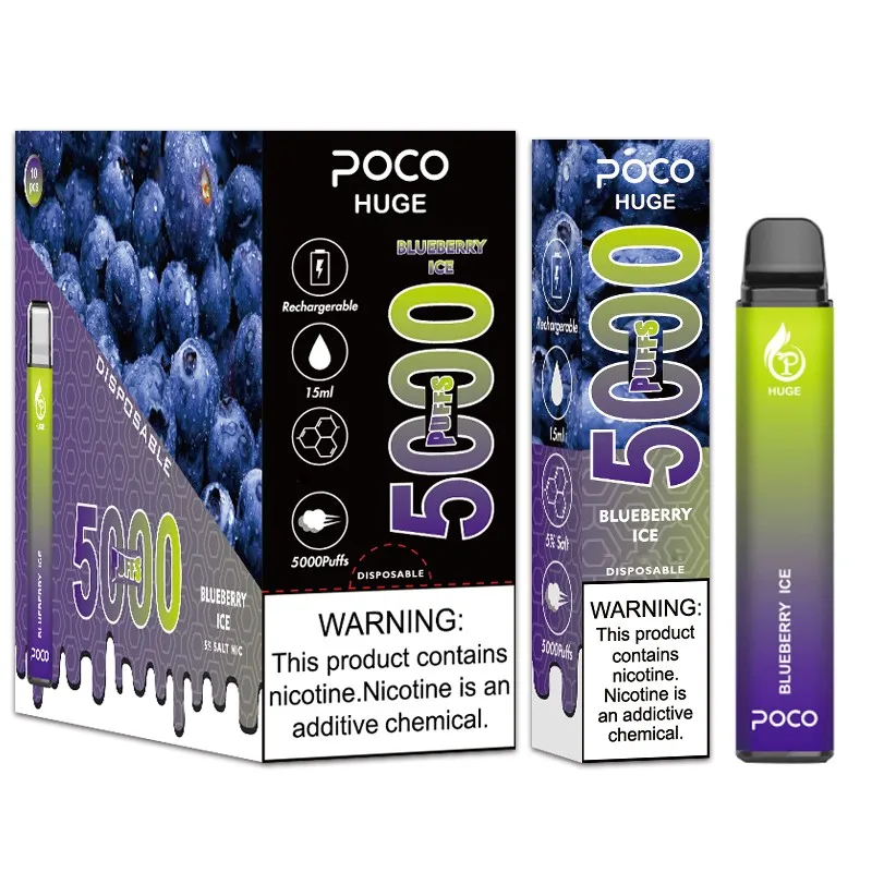 Original E-Zigarette Poco Huge Puff 5000 Einweg-Vape, vorgefüllt, 15 ml Pod, 5000 Puffs, 950 mAh, Netzspule, wiederaufladbar, Einweg-Vapes, Einweg-Vape