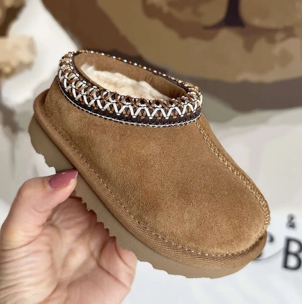 Toddler Tasman II terlik tazz bebek ayakkabıları kestane kürk slaytlar koyun derisi shearling klasik ultra mini boot kış katırları süet patik df105