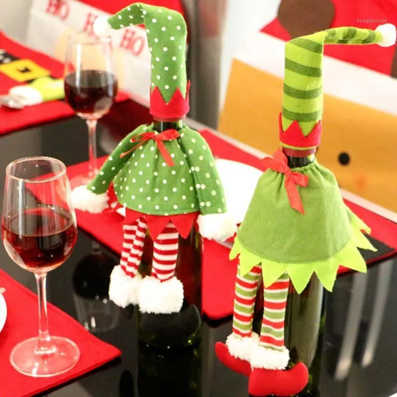 Decorazioni natalizie 1 pz Decorazioni per la tavola per la cena a casa Set di coperture per il vino Regalo di Babbo Natale Pupazzo di neve Forniture di Natale Navidad1