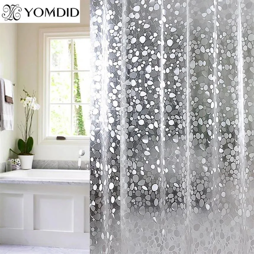 Cortina de chuveiro impermeável 3d de plástico pvc transparente branco transparente banheiro anti mofo translúcido cortina de banho com 12 ganchos l278z