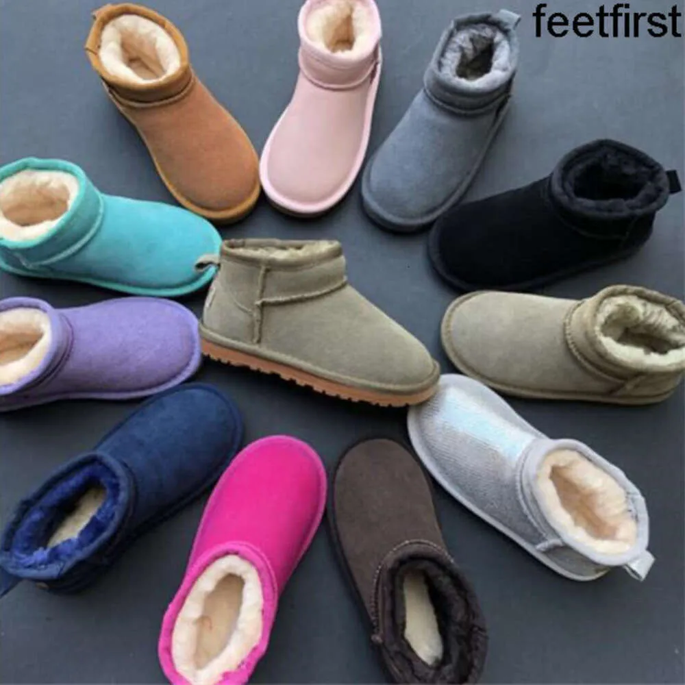 Kinderen Tasman Slippers Peuter Pluche Glijbaan Australië Sneeuwlaarzen Kinderschoenen Winter Half Laarzen Klassieke Mini Baby Bont Booty Jongen Meisjes Enkel Kind Suede Booties Mode