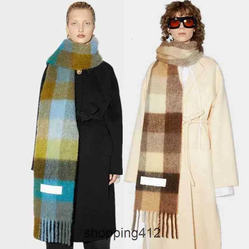 2023 утолщенная клетчатая женская шаль Acness теплая накидка из пашмины одеяло кашемир европейский осенне-зимний шарф