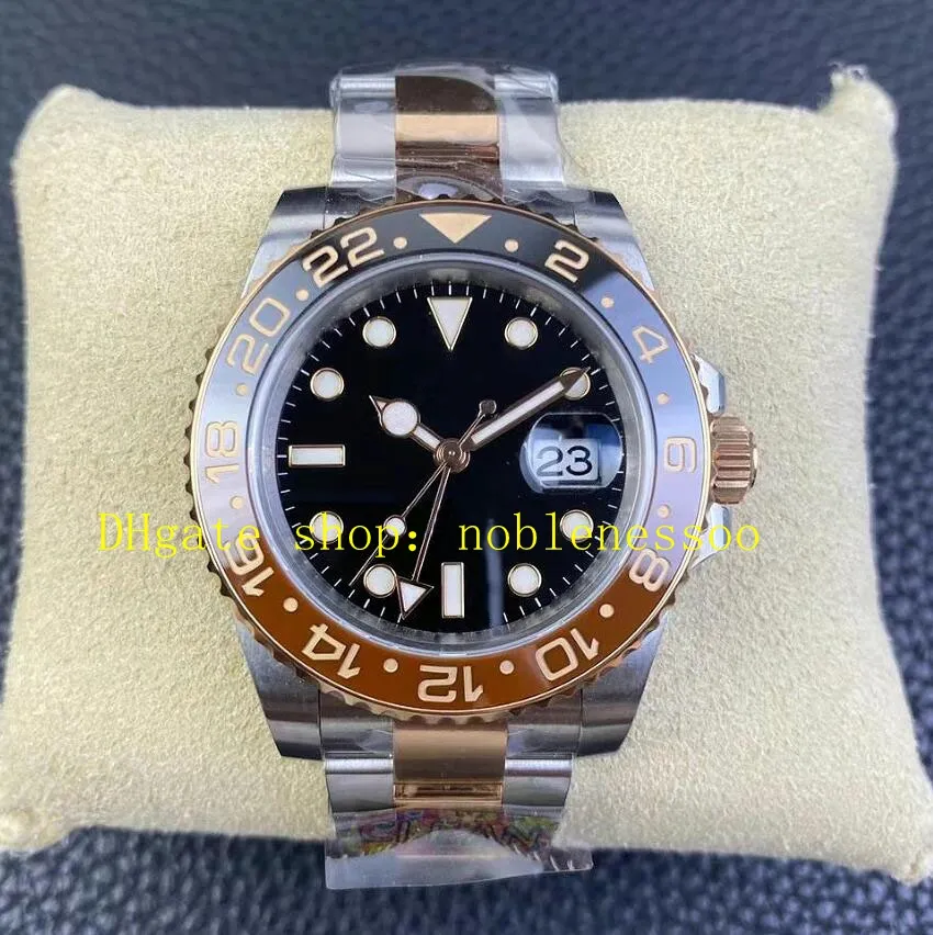 Автоматические часы для мужчин 40 -миллиметровый черный циферблат коричневый керамический панель 18K Розовое золото Двухцветный стальной браслет 904L 126711 Everose Cle Cal.3186 Движение механические часы