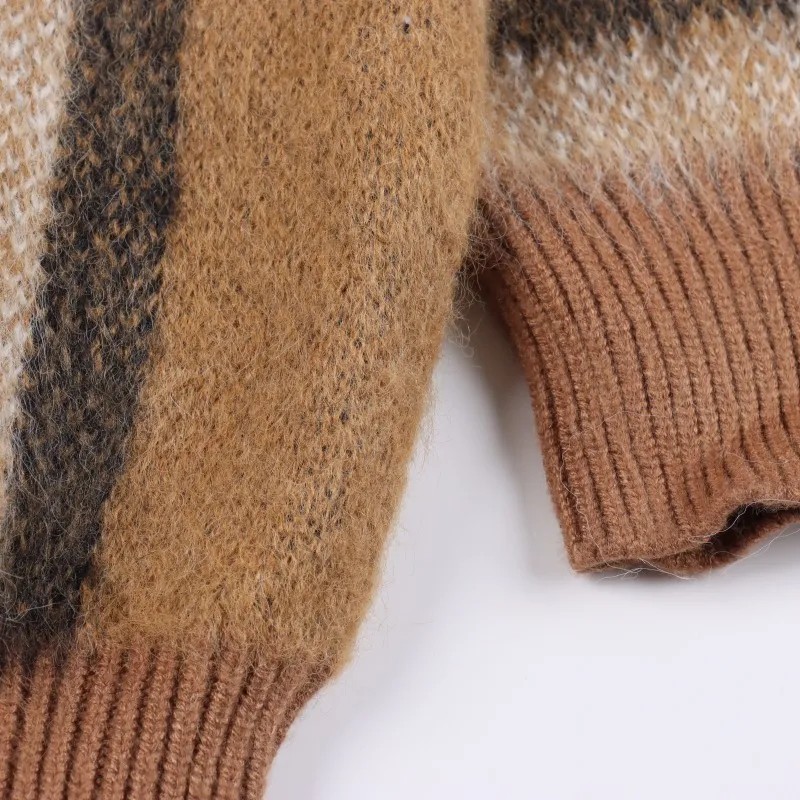 Truien Herfst Winter High End Designer Knitwear Klassiek Casual Streep Plaid Merk Zacht Warm
