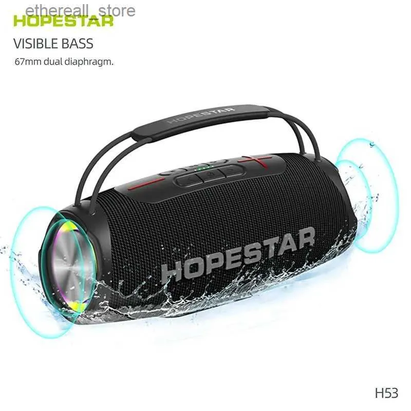 携帯電話スピーカーHopestar H53 High Power 35WポータブルBluetoothスピーカー強力なワイヤレスサブウーファーTWSベースサウンドシステム5200MAHバッテリーブームボックスQ231117