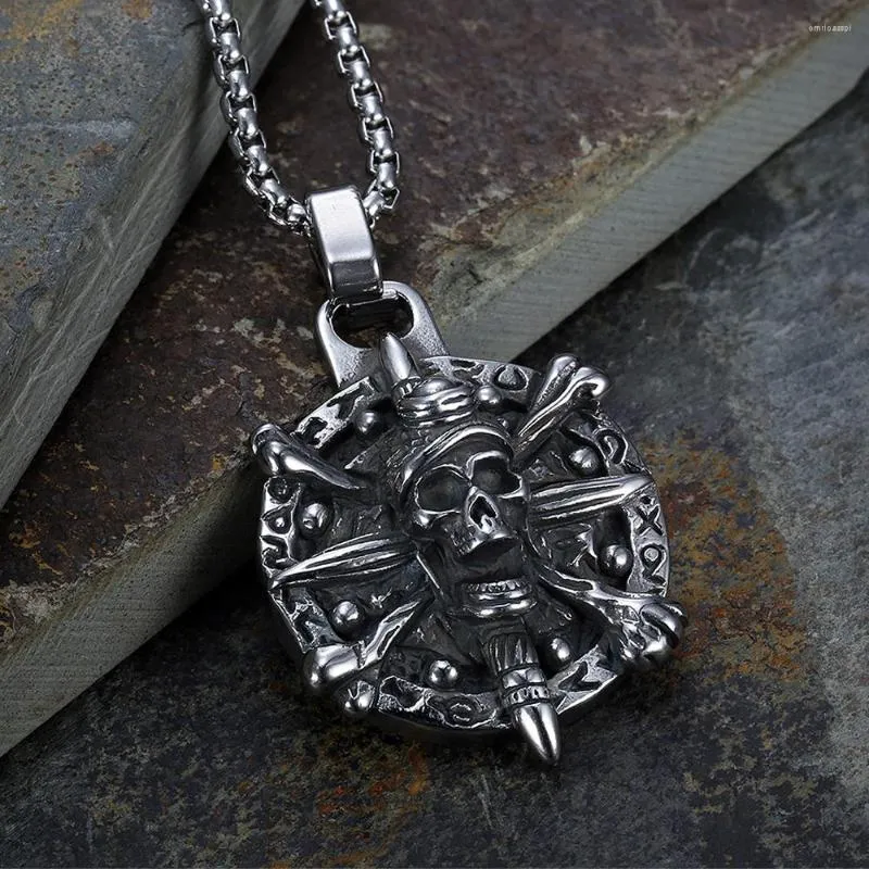 Pendant Necklaces 316L Stainless Steel Retro Gothic Viking Skull Fine Details Punk Style Chain Necklace For Men Jewelry Gifts Wholesale