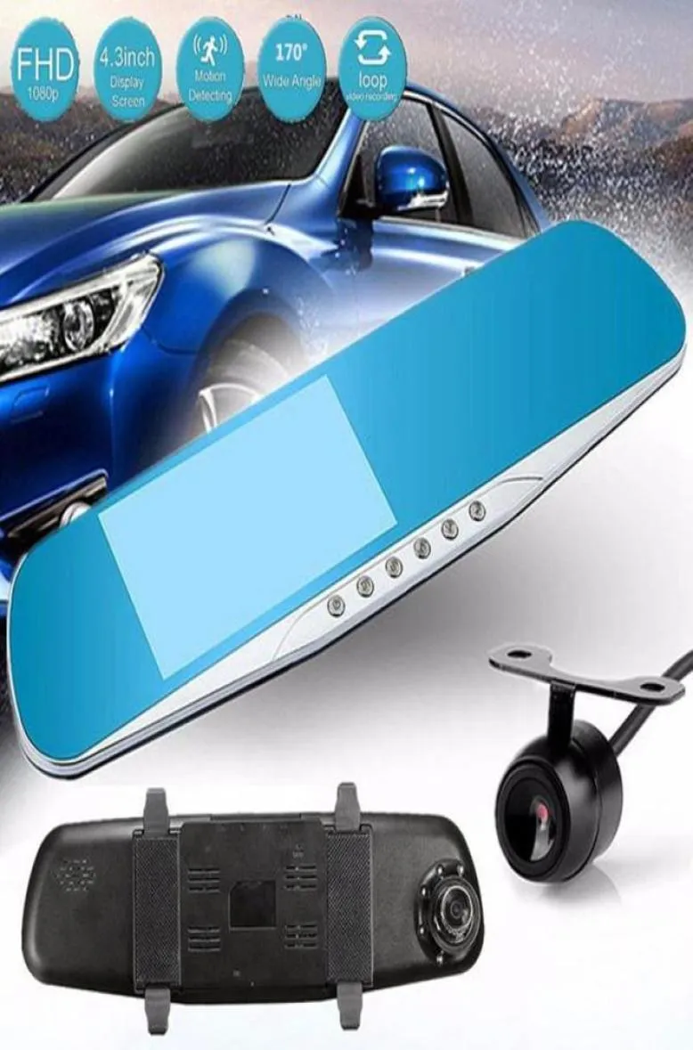 Videoregistratore per auto DVR 2 canali 1080P specchio dashcam digitale full HD anteriore 170 gradi 43 pollici visione notturna Gsensor monitor di parcheggio5609218