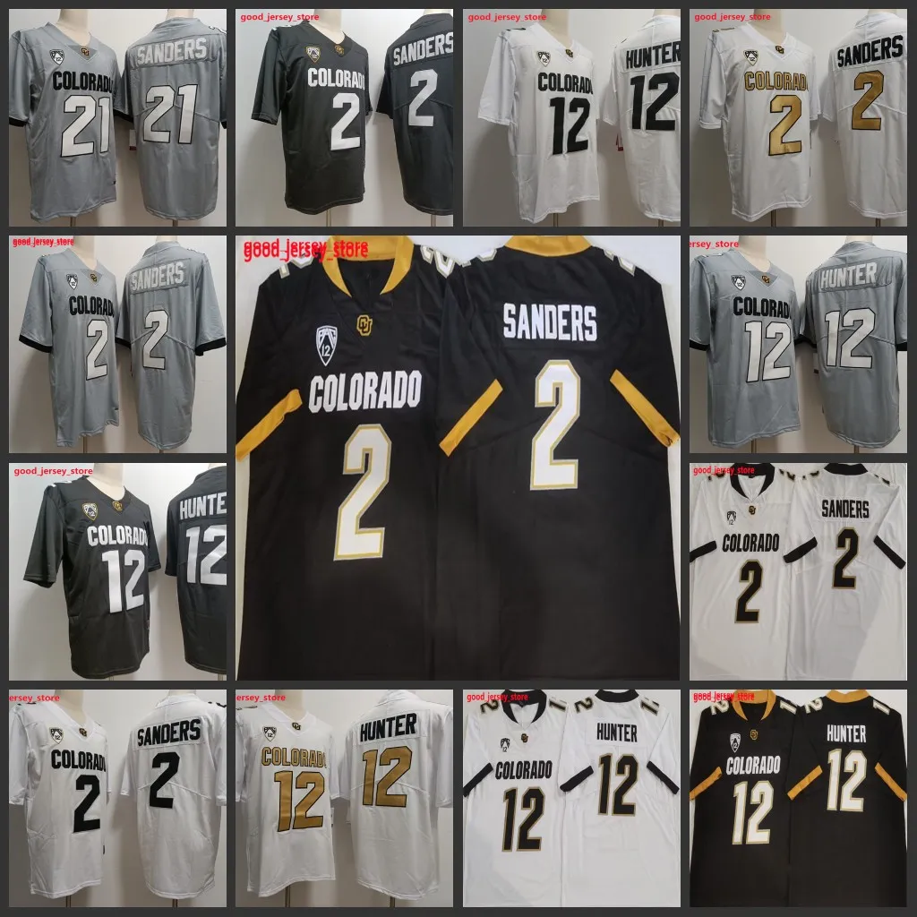 Mens Travis Hunter Colorado Buffaloes Football Jersey Stitched 2023 Nyaste stil #2 Shedeur Sanders 21 Shilo Sanders Colorado 100th Anniversary Patch