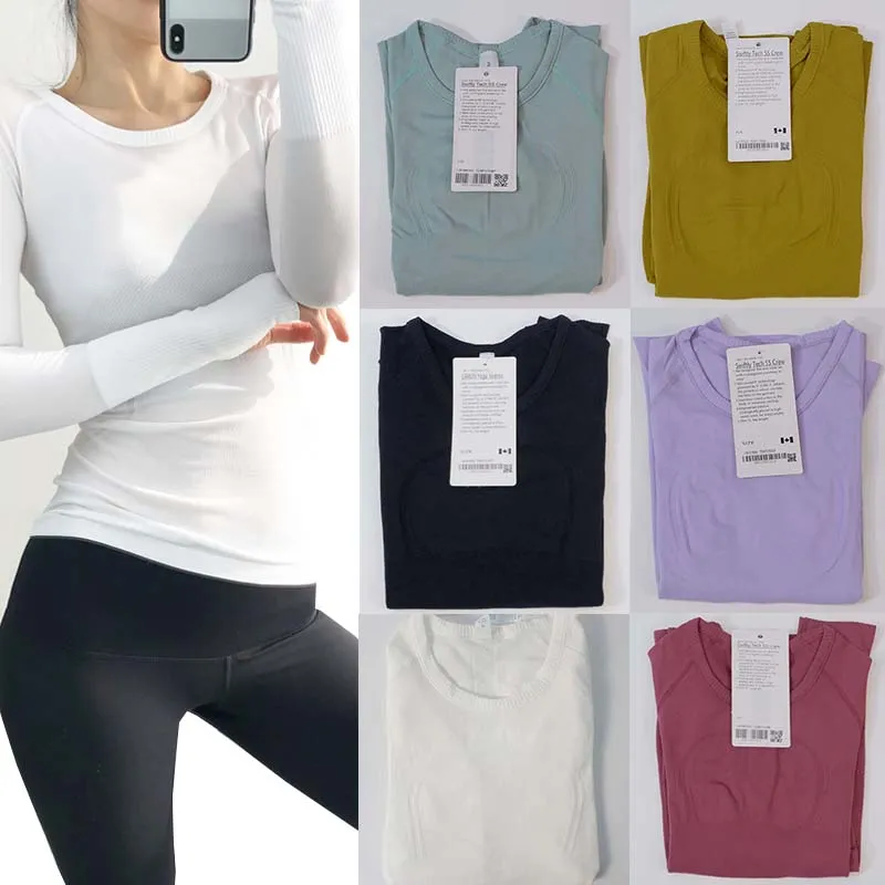 A-198 Women Yoga Outfit Thirts T-Shirt Women's T-Shirt عالي التنفس الجري على أعلى تجفيف سريع سلس قصير الأكمام الرياضية الصالة الرياضية ارتداء LU P58