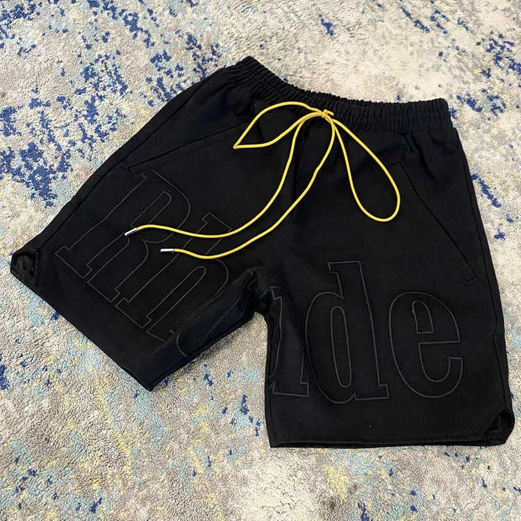Heren shorts Rhude zomerontwerper strandbroek Rhude Classic Borduurde brief American Street High Loose Casual Sports Pants en Women's Capris Trend