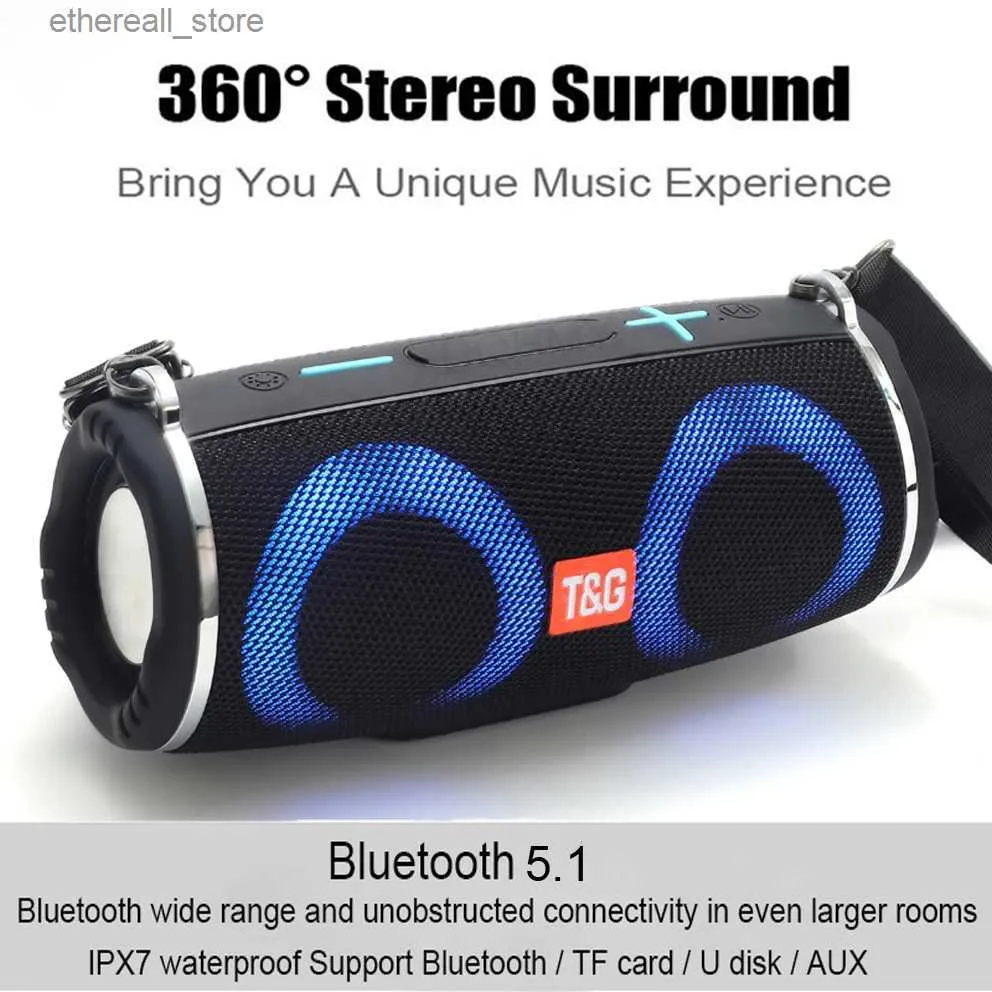 Mobiltelefonhögtalare TG642 Big Power 10W Portable Wireless Colorful Mp3 Player Stereo Subwoofer Super Bass Outdoor Radio LougePaker Boombox Q231117