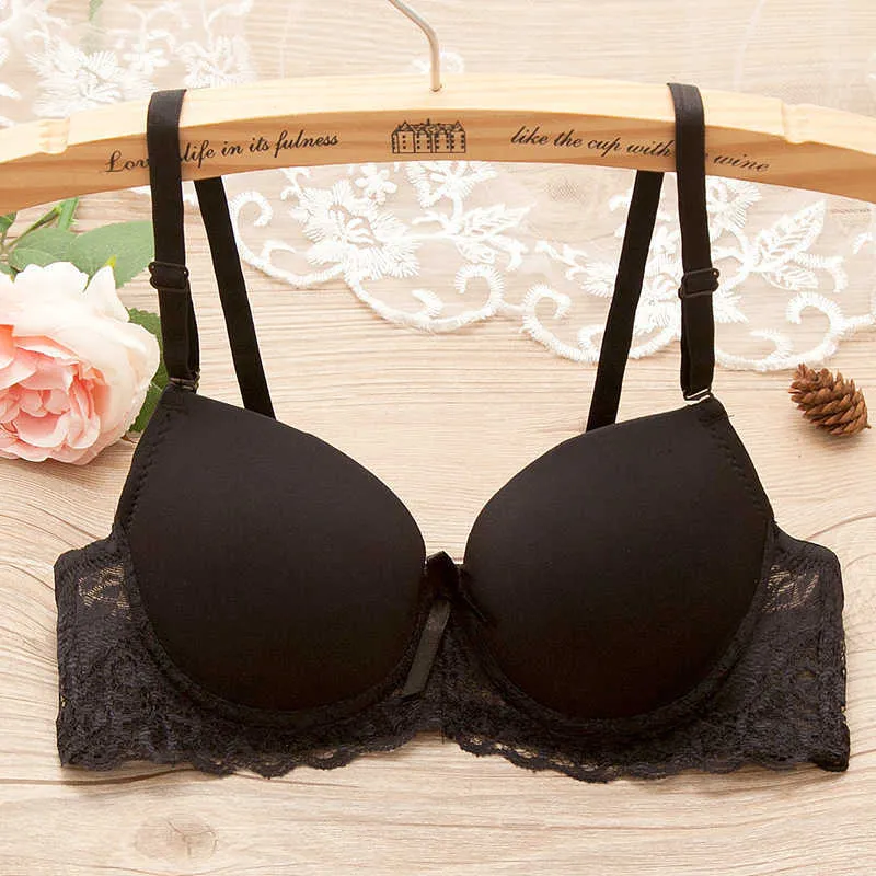 Bras Fashion Lace Bra Bustier Sleepwearwear Morça -Nightwear Sexy Lingerie Bra Duoble Cup reuniu Super Push Up Bra para Girl 32 34 36 A B P230417