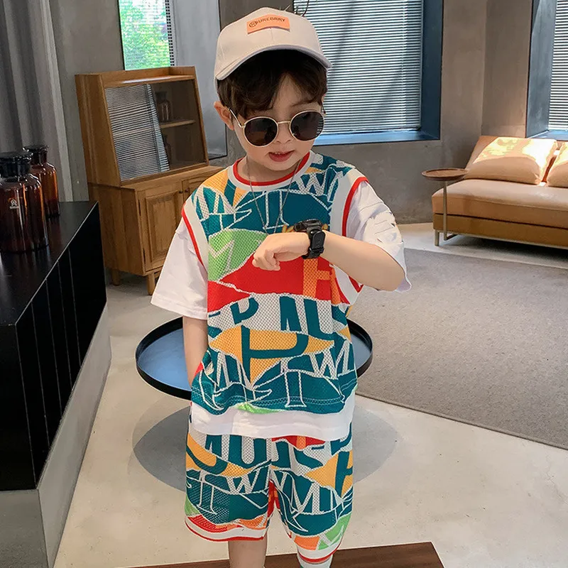 Clothing Sets 2023 summer Children Tracksuits Clothes Boys shirt Pants 2Pcs Sets Toddler Outfits Kids top 3 12y 230417