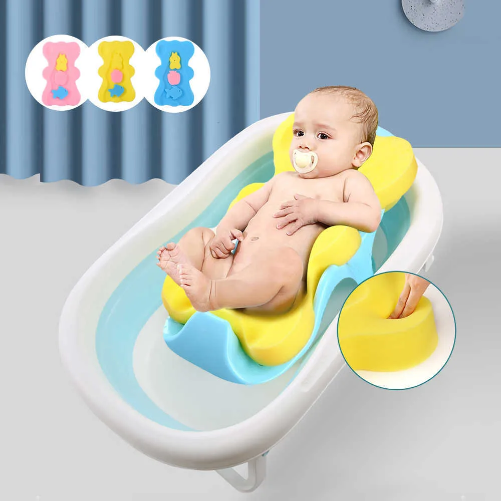 Vasche da bagno Sedili Baby Shower Vasca da bagno Pad Lnfant Baths Holder Cuscino in spugna antiscivolo Neonato Sicurezza Sicurezza Vasca da bagno Supporto per sedile Reti Mat P230417