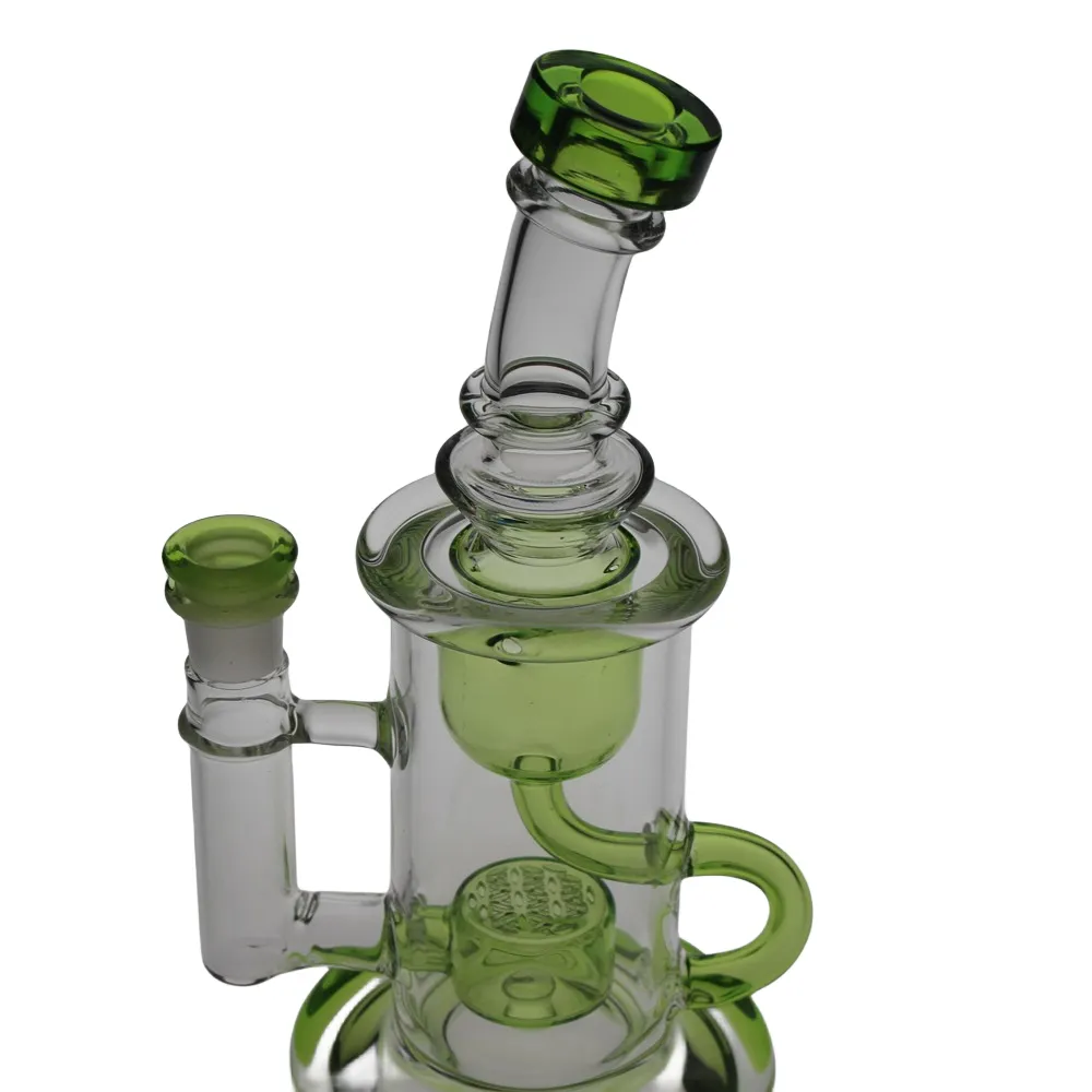 SAML Color Klein Bong Hookahs SOL Dab Rig Glass Recycler Smoking Flower Water Pipe Seed Of Life joint Size 14.4mm Thick Base PG3003C FC-Klein