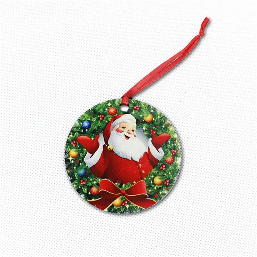 Sublimation Christmas Pendant Festive Party Wooden Heat Transfer Printing MDF Ornaments Decorations for DIY Lover A03
