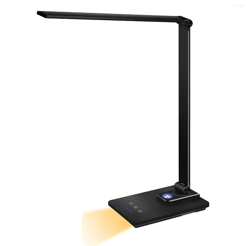 Lampade da tavolo Lampada da scrivania a LED Luce dimmerabile 5 modalità colori e 6 livelli di luminosità con porta di ricarica USB Luce notturna (Nero)