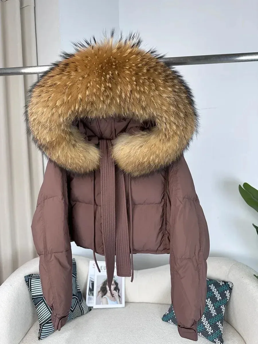 OFTBUY Womens Real Fox Fur Raccoon Winter Parka Sale With Hood