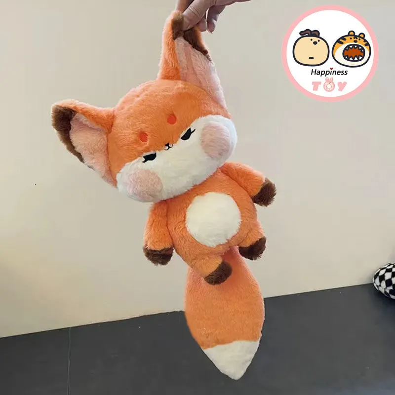 Plush Dolls Creative and Cute Doodle Fox Doll Plush Toy Little Fox With Big Tail Doll Gifts Birthday for Girl Kid Room Decoration Bed Pillow 230417