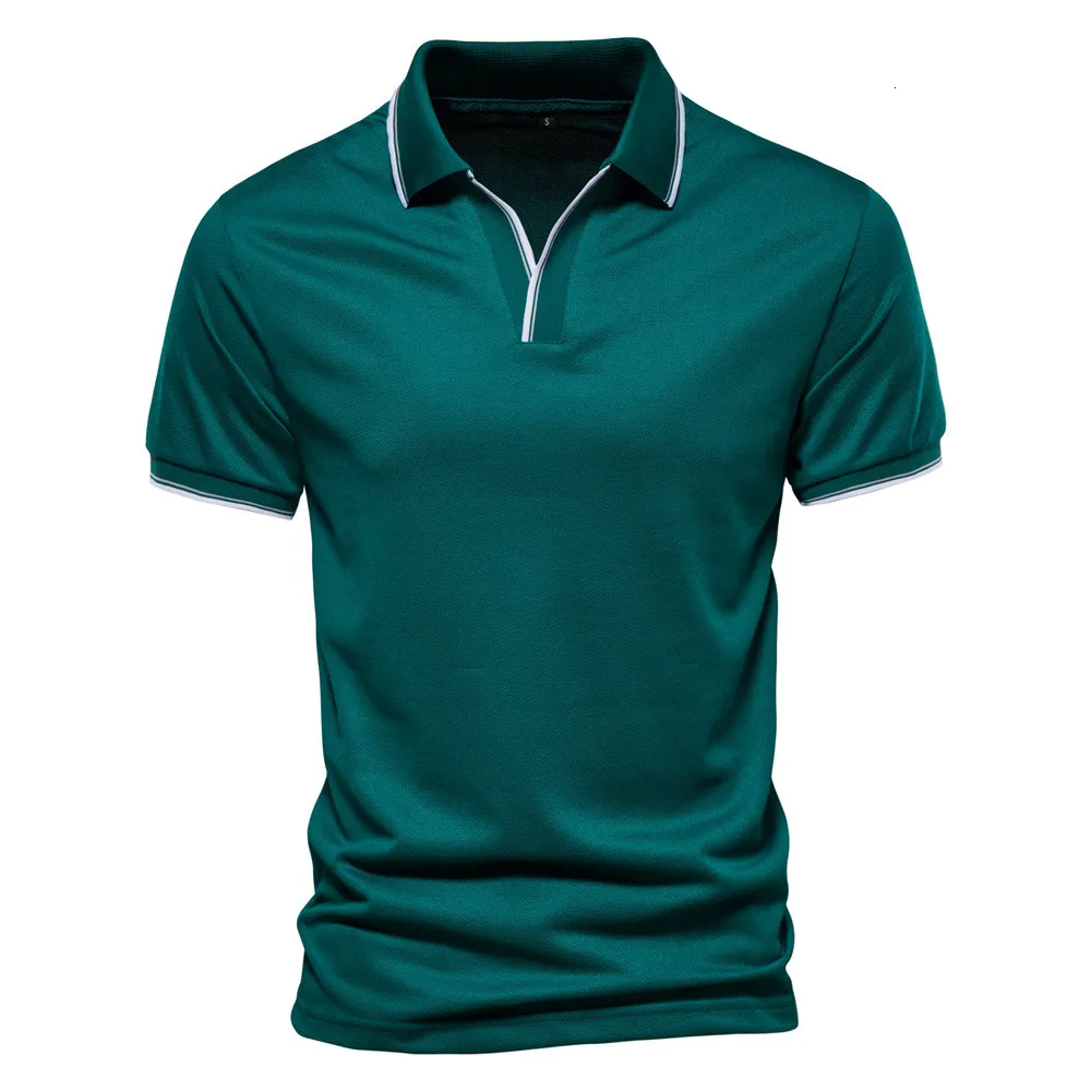 Men's Polos Solid Color Polo T-shirts for Men Clothing Camisetas Masculina Playeras Ropa Hombre Roupas Masculinas Tops Summer Short Sleeve 230417