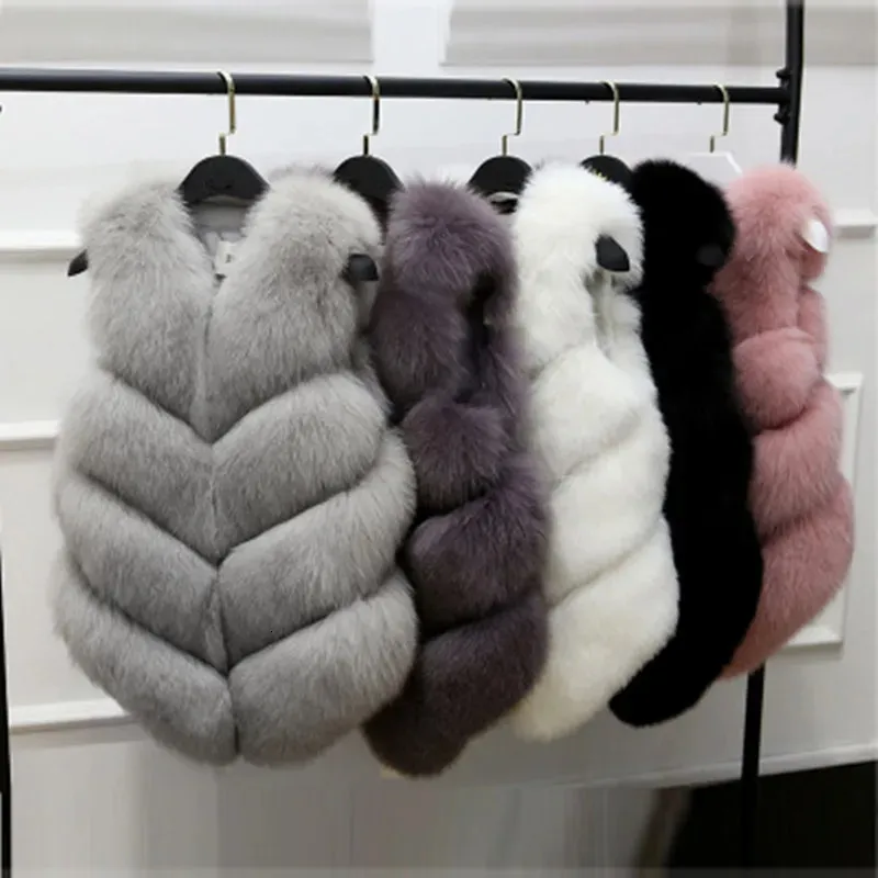 Women's Fur Faux Fur Women Autumn Winter Faux Fur Coats Casual Warm Fur Coats Female Vest Coat Plus Size S-2XL 231117