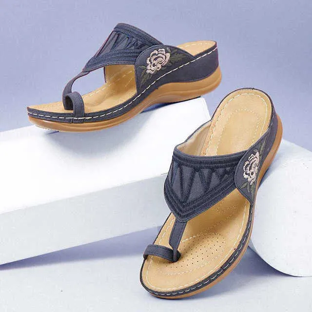 Womens Orthopedic Flower Flat Platform Orthopedic Sandals For