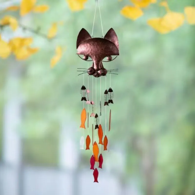 Carillon à Vent Chat En Métal Pour Extérieur - Décoration De Jardin, Porche, Cour - Cadeau Original Pour Amoureux Des Chats - 5