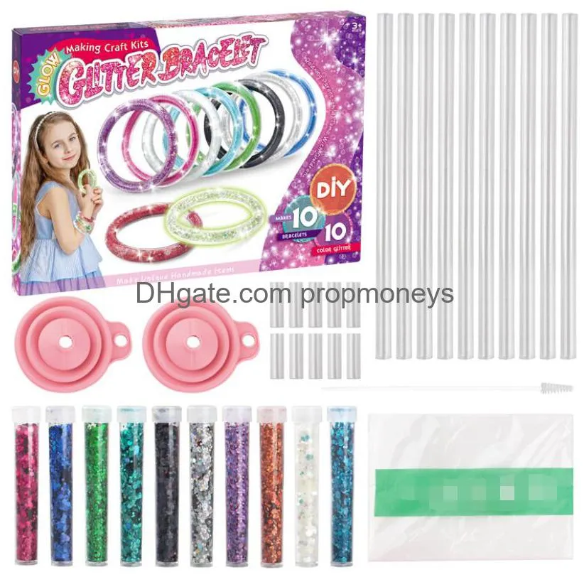 Kit creazione di braccialetti dell'amicizia da 10 pezzigiocattolo fatto a mano ragazza, braccialetto rosa scintillante fai da te