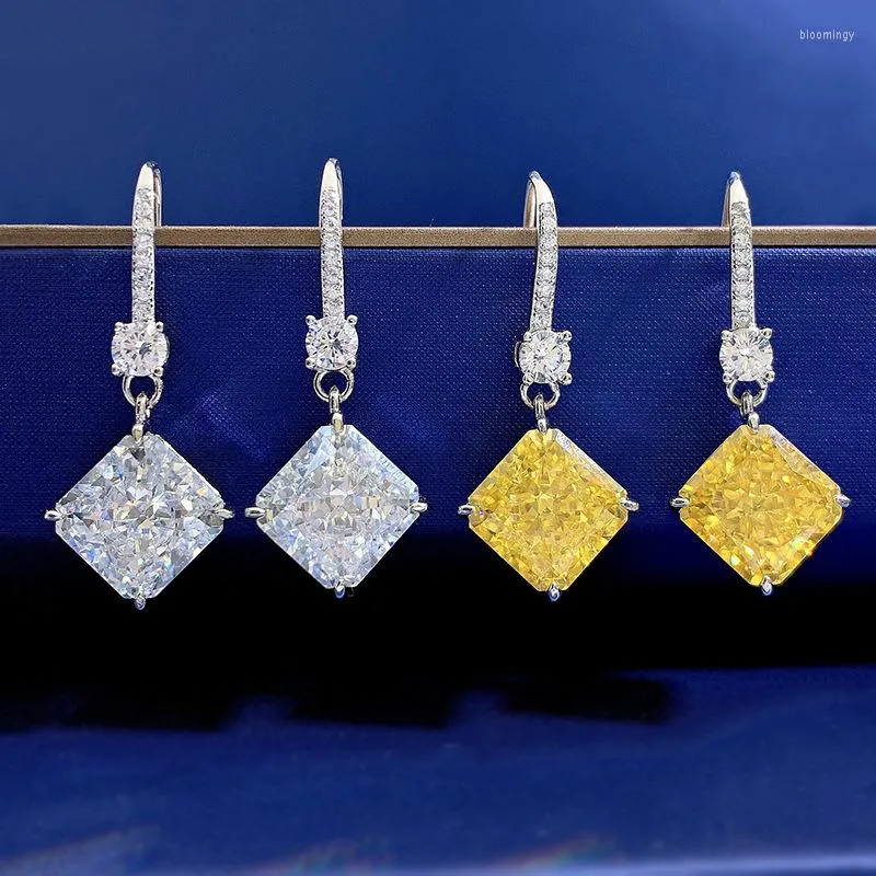 스터드 이어링 2023 수입 고 탄소 다이아몬드 옐로우 10 라디안 컷 여성의 가벼운 고급 스러움