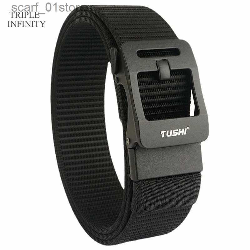 Belts 2023 Metal Automatic Buckle Nylon Tactical Belt For Men Adjustable Trousers Waistband Outdoor 3.8cm Width Sports Belts Quick DryL231117